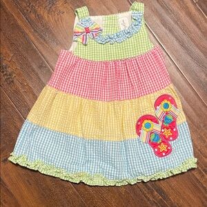 Colorful Gingham Sundress with Flip-Flop Appliqué